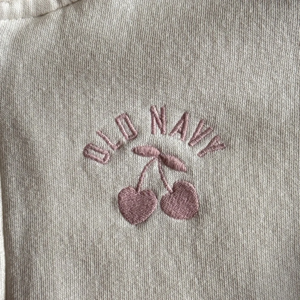 OLD NAVY GIRLS SERPA LINED FULL ZIP HOODED JACKET FRONT POCKETS CREAM LG (10-12)